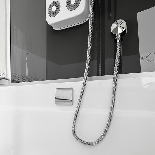 Home Deluxe - Duschtempel ALL IN 2in1 - Schwarz, 170 x 90 x 220 cm Links - inkl. Dampffunktion, Regendusche und Fußmassage I Dampfsauna, Duschtempel Whirlpool Fertigdusche