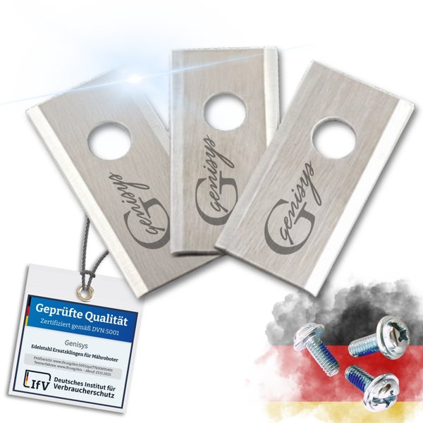 Genisys Ersatzklingen aus Edelstahl für Mähroboter mit Schrauben und Qualitätsiegel