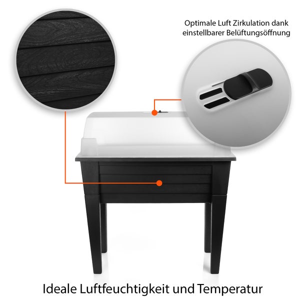 Anzuchttisch mit einstellbarer Belüftungsöffnung für optimale Luftzirkulation