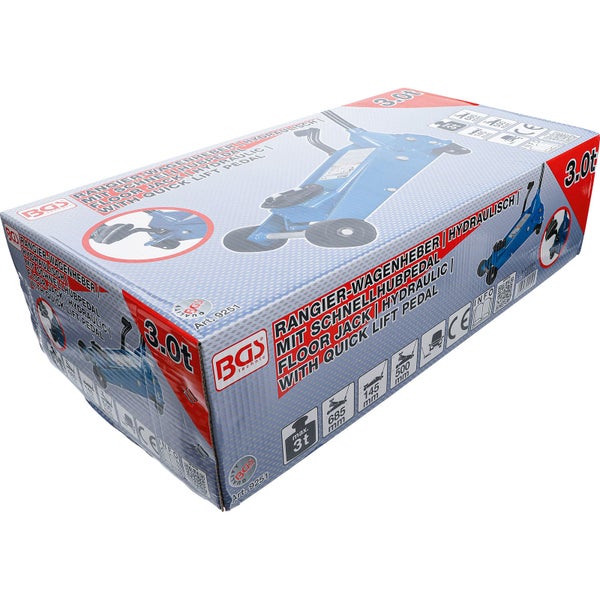 Hydraulischer Rangierwagenheber mit langer Hubstange und Fußpedal