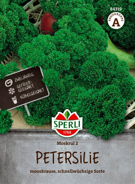 Sperli Petersilie Moskru 2 Saatgut für mooskrause schnellwachsende Petersilie zweijährig gefriergeeignet und für Kübelanbau geeignet