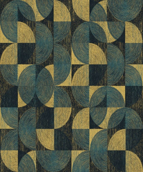 Masureel Tapete geometrisches Motiv Blau - 53 cm x 10.05 m - 630805