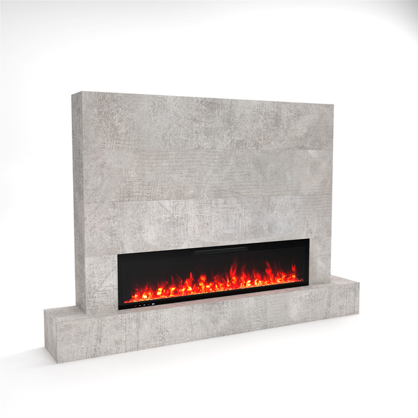 Glow Fire Fernsehwand mit Kamin 'Inside 182'| Cinewall mit Elektrokamin in beton mit Heizung (1500 W) | HxBxT: 195x282,6x41,8 cm
