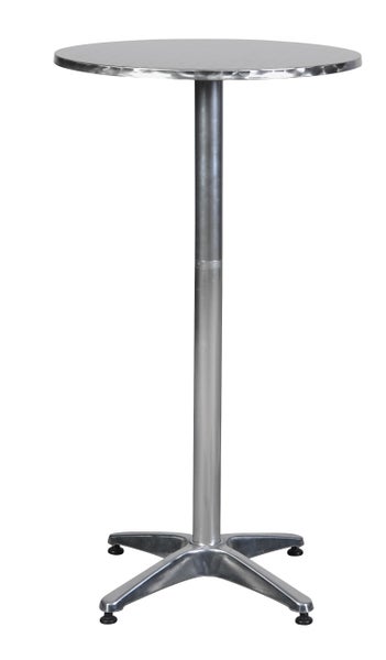 Akur Bistro und Balkonmöbel Cafetisch, Ø60 cm höhenverstellbar, Aluminium Look. 60 X 60 X 70 cm