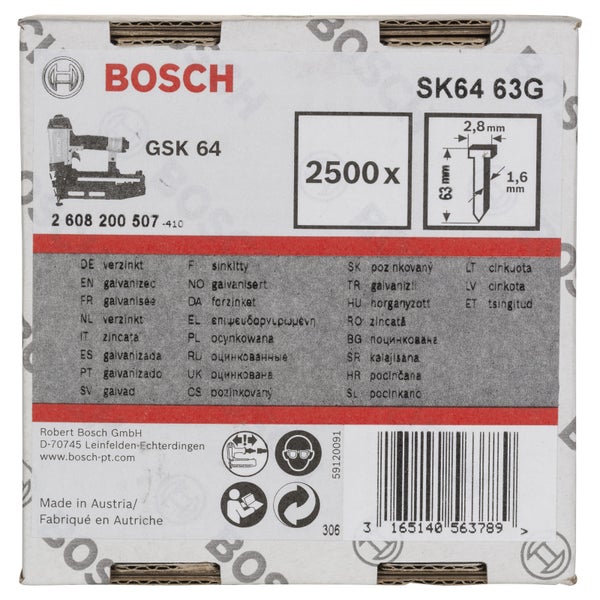 Bosch Senkkopf-Stift SK64 63G, 1,6 mm, 63 mm, verzinkt - 2608200507