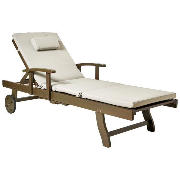 Sonnenliege mit Kissen AMANTEA PREMIUM Akazienholz Taupe