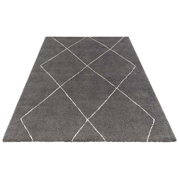 Kurzflor Teppich Massy Dunkelgrau Creme - 80x150x1,4cm
