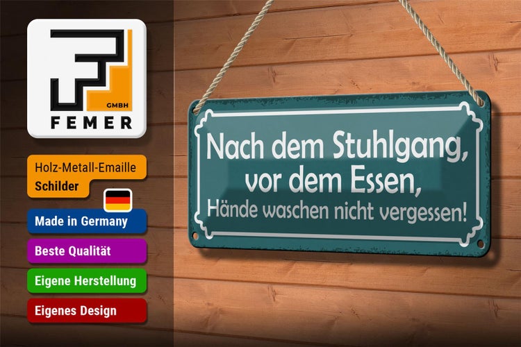 Blechschild Spruch 27x10cm Hände waschen nicht vergessen Dekoration