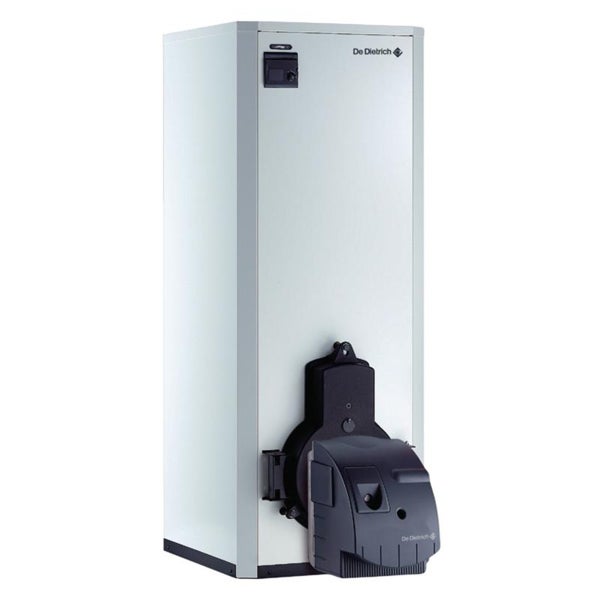 Niedertemperatur-Ölheizkessel aus Stahl Kamin Premys De Dietrich 35 kW + 150 l Tank mit Brenner