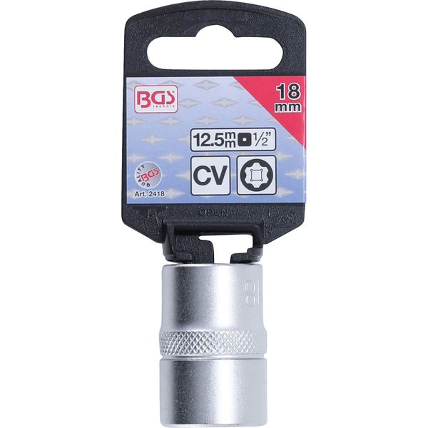 BGS Steckschlüssel-Einsatz Super Lock Antrieb Innenvierkant 12,5 mm (1/2) SW 18 mm - 2418