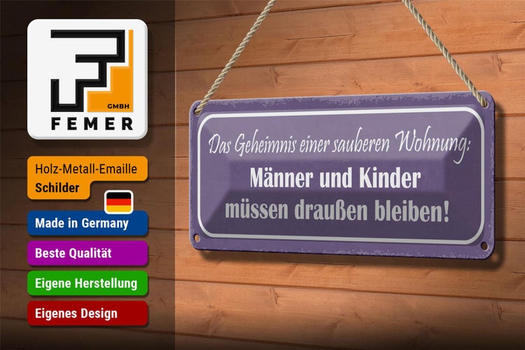 Blechschild Spruch 27x10cm Männer Kinder müssen draußen bleiben