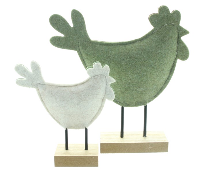 FRANK FLECHTWAREN|Figur Henne & Hahn, 2er Set, 16 x 4,5 x 17 cm, 24 x 5 x 25 cm, POLYESTER, HOLZ, MDF
