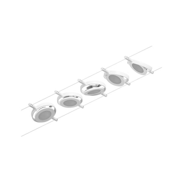 CorDuo LED Seilsystem RoundMac Basisset 5x200lm 5x4,5W 3000K 230/12V Weiß, Chrom