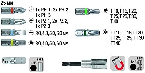 kwb Most Wanted Bit-Box  32-tlg inkl. Bits, Schnellwechsel-Bithalter mit Magnet in stabiler Kunststoff-Box mit Gürtelclip