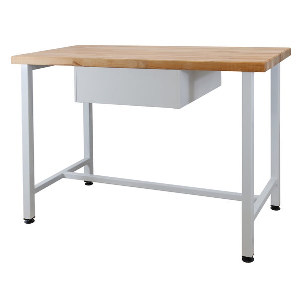 PROREGAL Werkbank Rhino mit Einzelschublade HxBxT 84 x 120 x 60 cm Traglast 300 kg Lichtgrau Blau