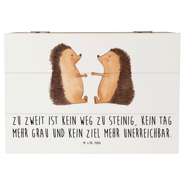 Mr. & Mrs. Panda 22 x 15 cm Holzkiste Hochzeit Igel - Weiß