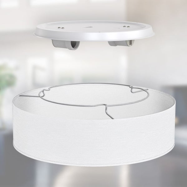 Deckenleuchte Ø38 cm - Stoffschirm, E27 Fassung, 2-flammig, weiß