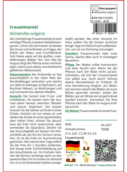 SAFLAX  - Frauenmantel - Alchemilla vulgaris - 100 Samen