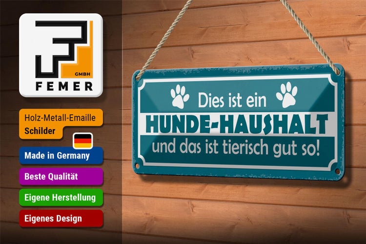 Blechschild Spruch 27x10cm dies ist ein Hund-Haushalt und Dekoration