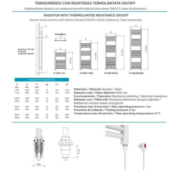 Elektrischer Designheizkörper 50x120 - 500 Watt