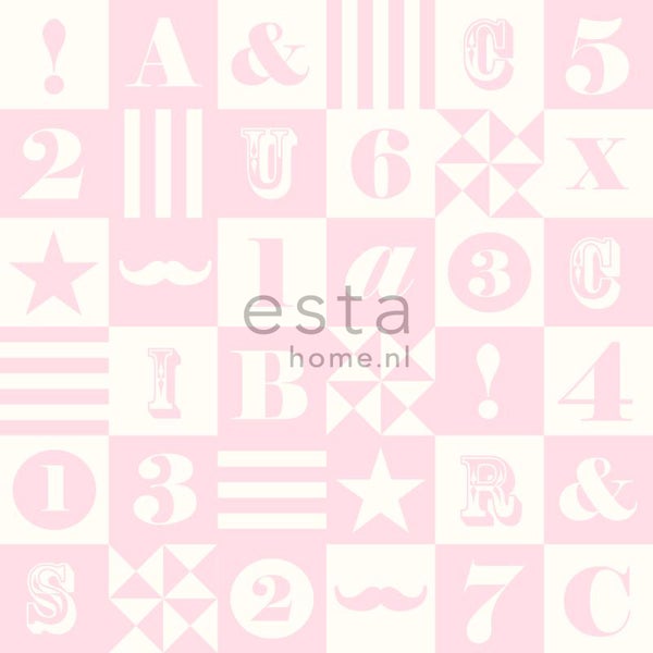 Tapete mit Buchstaben, Zahlen und Symbolen