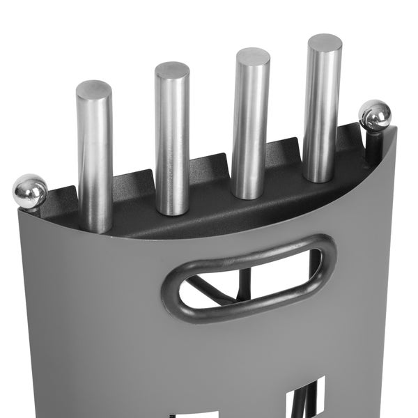 Kaminbesteck tectake  23 x 14,5 x 58 cm 5-teilig grau