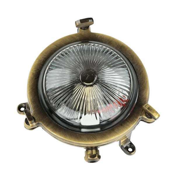 Runde Deckenleuchte im Vintage-Stil mit geriffeltem Glas