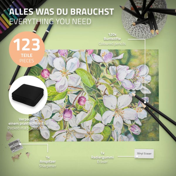 ECD Germany 120 Buntstifte Set für Kinder und Erwachsene, Farbminen mit weichem Kern, Professionelles Zeichnen Set in Reißverschlussetui, Malstifte Farbstifte zum Zeichnen und Ausmalen, Zeichenstifte