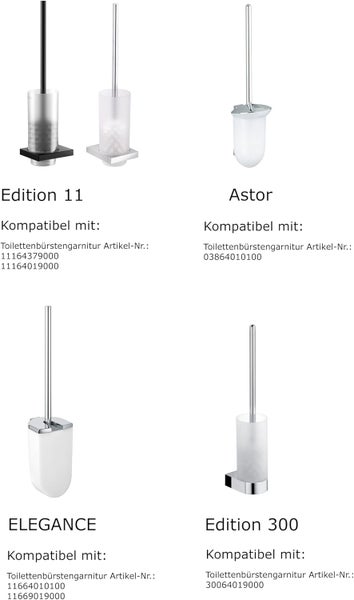 Verschiedene Toilettenbürstengarnituren der Serien Edition 11, Astor, Elegance und Edition 300