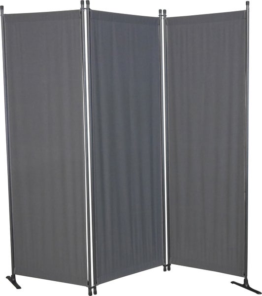 Dreiteiliger Raumteiler aus Stoff und Metall