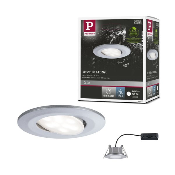 Paulmann LED Einbaupanel Veluna VariFit mit Tunable White Funktion in quadratischer Form inklusive Verpackung und LED Treiber.
