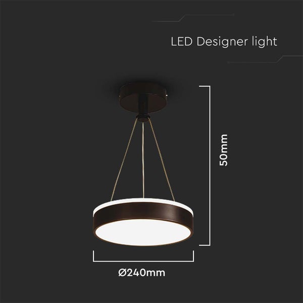 LED-Designleuchte mit einem Durchmesser von 240 mm und einer Höhe von 50 mm