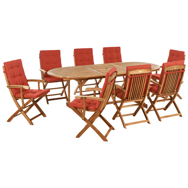 Gartenmöbel Set 8-Sitzer MAUI PREMIUM Akazienholz Rot