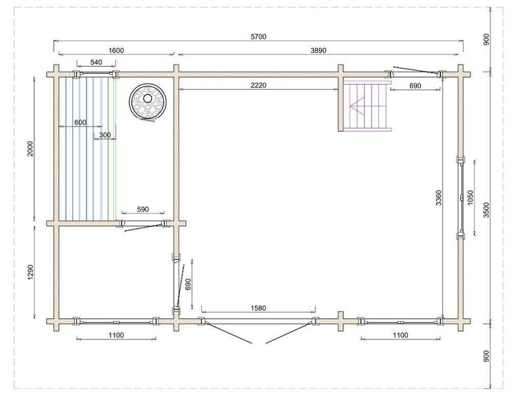 FinnTherm Saunahaus Vanessa Gartensauna Sauna mit 70 mm Wandstärke inklusive Terrasse Außensauna