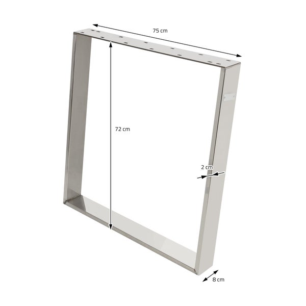 ML-Design 2er Set Tischkufen 80GRAD Neigung, 75x72 cm, Silber, Profil 8x2 cm, Schräge Tischbeine, Metall Möbelkufen, Tischgestell Stahl geneigt, Tischuntergestell Möbelfüße für Esstisch/Schreibtisch