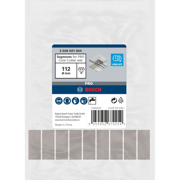 Bosch Segmente für PRO Kernbohrer nass, 112 Millimeter Durchmesser