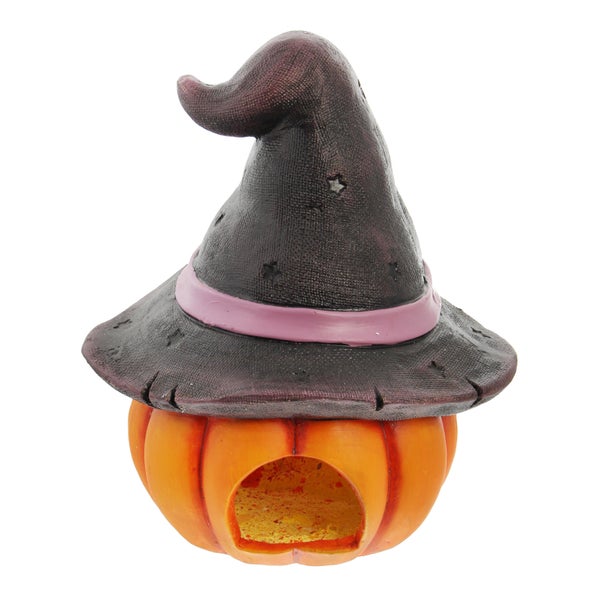 Dekorative Kürbisfigur mit Hexenhut für Halloween