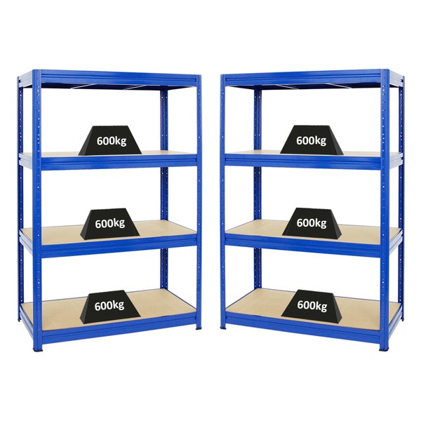 PROREGAL Mega Deal 2x Schwerlastregal Dino HxBxT 180 x 120 x 60 cm Fachlast 600 kg Blau