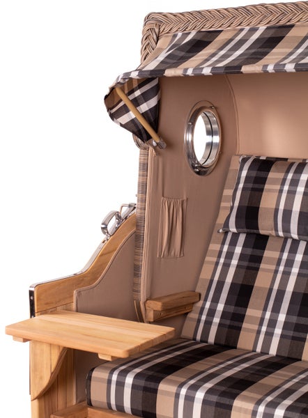 Strandkorb Westerland Teak Bullauge PE grey Dessin 583