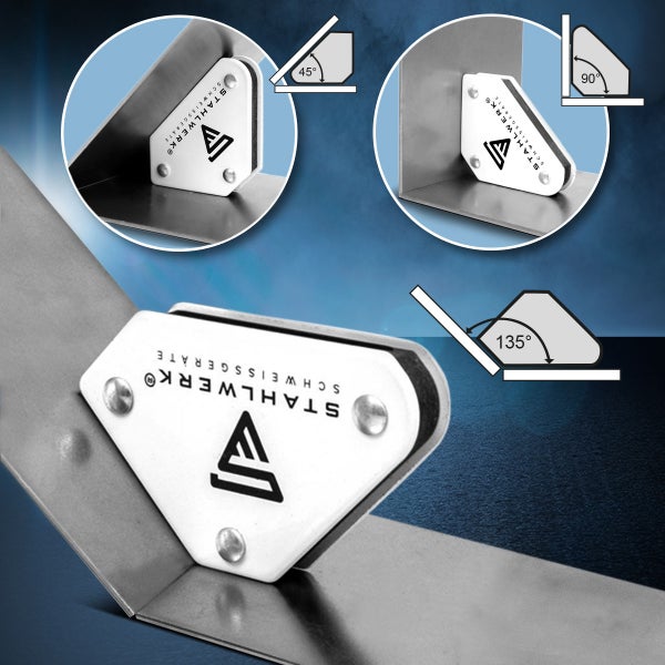 STAHLWERK 6 × Magnet-Schweißwinkel 30° x 45° x 60° x 75° x 90° x 135°, 2 x 4 kg