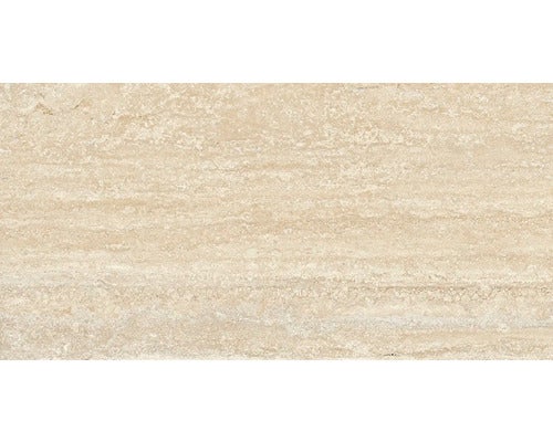 Beige Travertinfliese mit natürlicher Maserung.