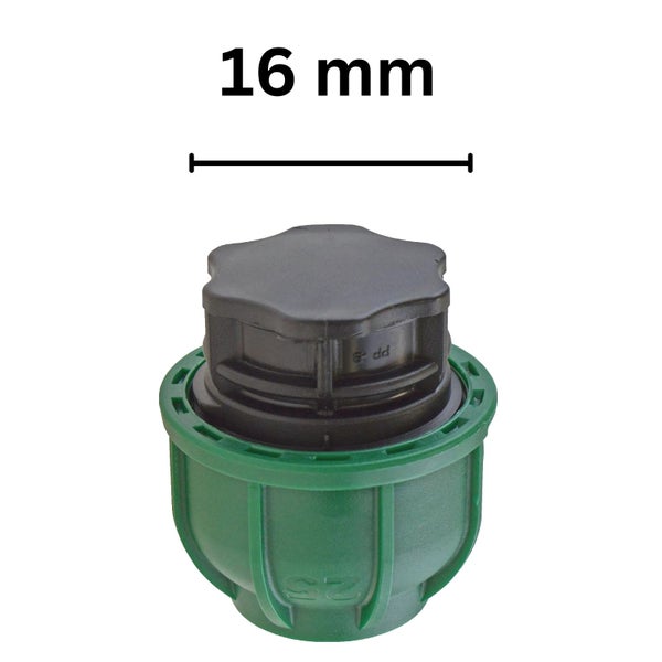 PE Endstopfen 16 mm zum schrauben - PE-Rohr Endkappe