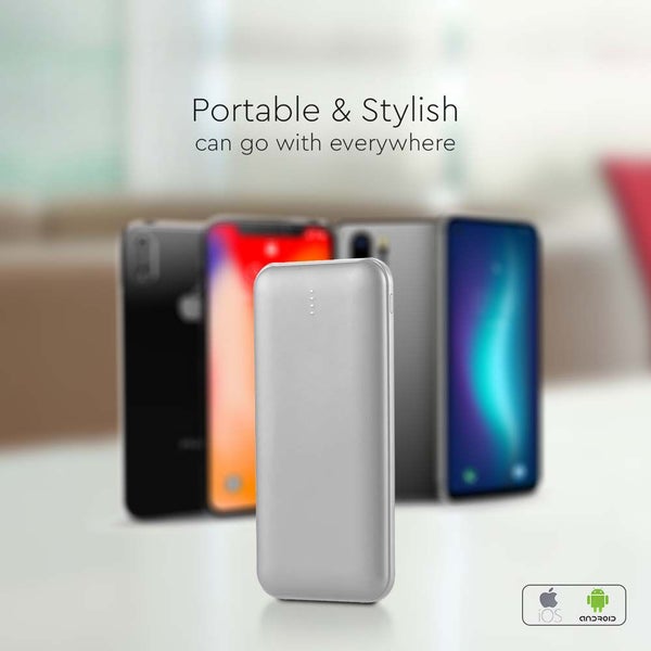 LED Display Power Banks - Silbernes Gehäuse - 10000mAh