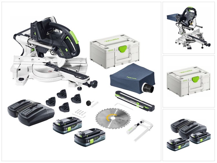 Festool KSC 60 EB-Basic KAPEX Akku Kapp Zugsäge 18 V / 36 V 216 mm Brushless + 2x Akku 4,0 Ah + Ladegerät + Systainer