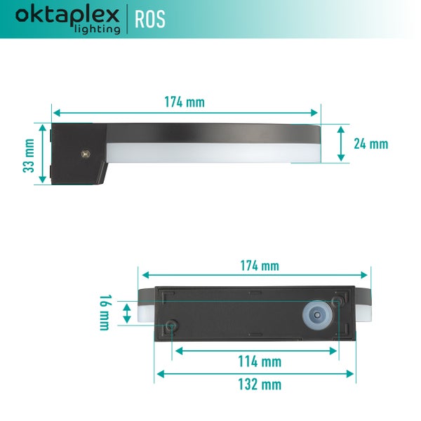 Ros LED Außenleuchte warmweiß 3000K 1300 Lumen 14,6W 230V Wandlampe außen anthrazit flach