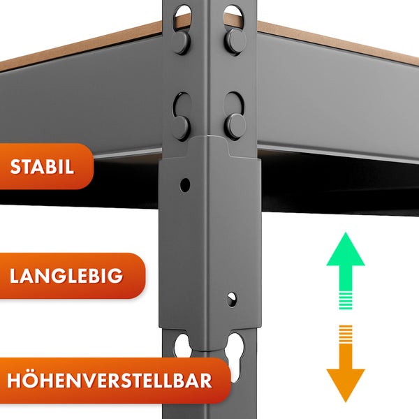 FLOORDIREKT Schwerlastregal Rhino - bis 1050 kg - Pulverbeschichtet - 180 x 90 x 45 cm Anthrazit-Grau