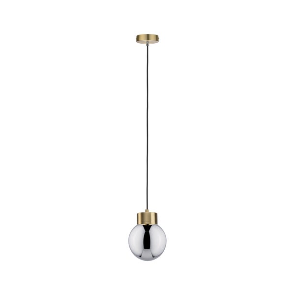 Neordic Pendelleuchte Linja E27 max. 20W Rauchglas, Messing gebürstet dimmbar Spiegel, Glas, Metall