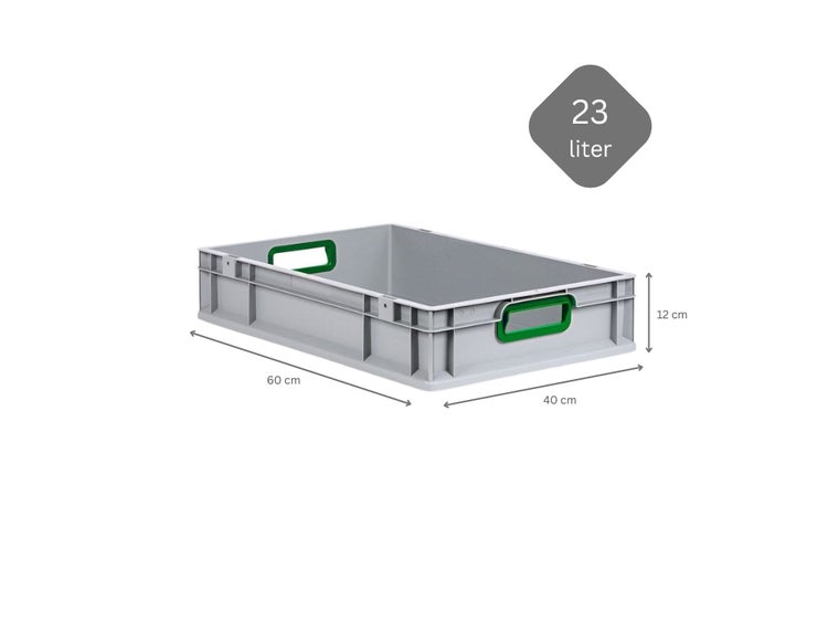 PROREGAL Spar Set 10x Eurobox Nextgen Color HxBxT 12 x 40 x 60 cm 23 Liter Griffe Grün Offen Glatter Boden Eurobehälter Transportbox