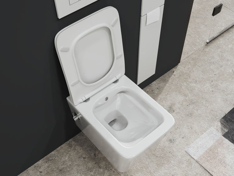 Aqua Bagno Design Hänge-Dusch-WC Delta 2.0 – Spülrandlos – mit Bidetfunktion – Softclose-Sitz