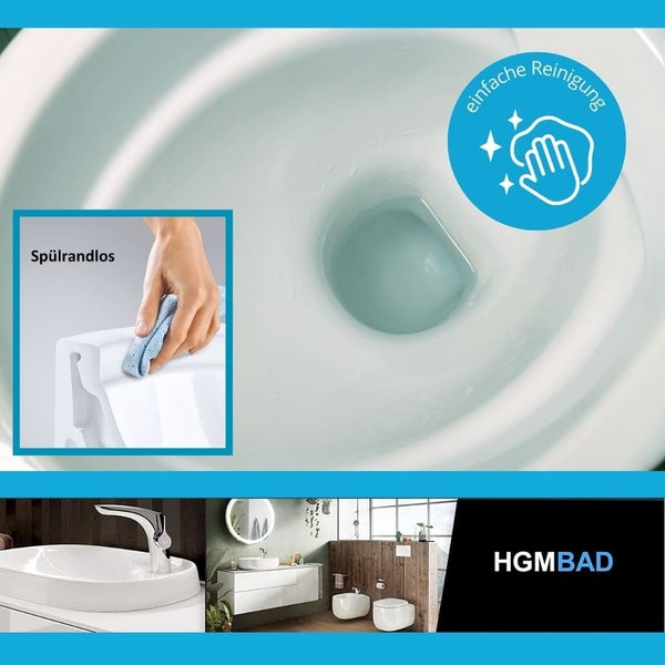 Spülrandloses WC mit Reinigungsfunktion und HGM Bad Logo